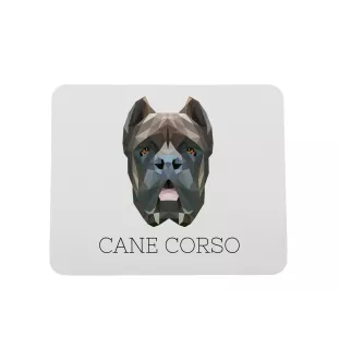Cane Corso, Chien De Cour Italien - tapis de souris géométrique avec photo et inscription Art-Dog