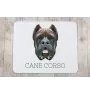 Cane Corso, Italienischer Corso-Hund, Cane di Macellaio - geometrisches Mauspad mit Bild und Aufschrift von Art-Dog