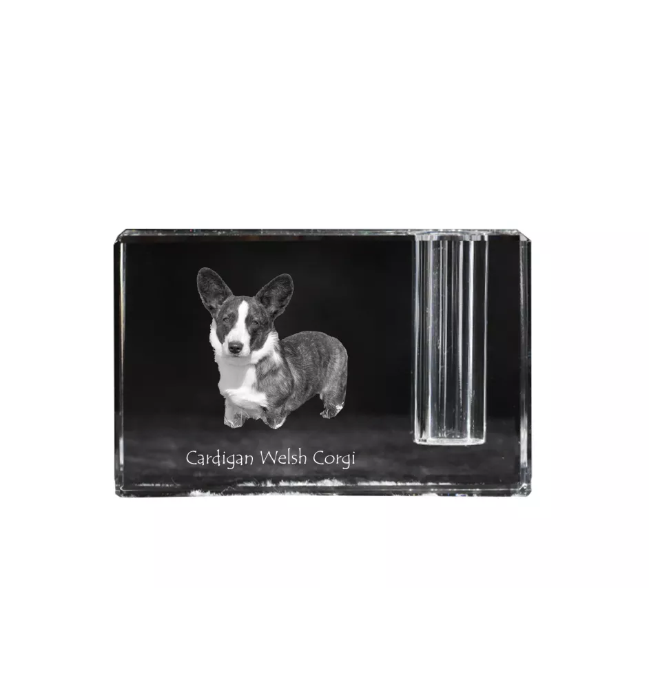 Cardigan Welsh Corgi I - Stifthalter, Kristallorganizer mit Hundefoto, einzigartige Schreibtischdekoration der Marke Art-Dog