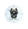 Cane Corso, Italienischer Corso-Hund, Cane di Macellaio - geometrische Wanduhr mit Bild und Aufschrift der Marke Art-Dog