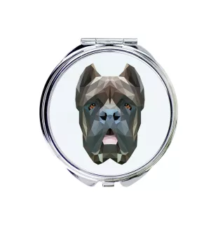 Cane Corso, Italienischer Corso-Hund, Cane di Macellaio - Spiegel mit Foto und geometrischem Aufdruck der Marke Art-Dog