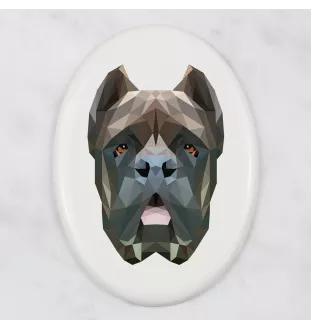 Cane Corso, Chien De Cour Italien - une plaque avec une photo et un motif géométrique de la marque Art-Dog