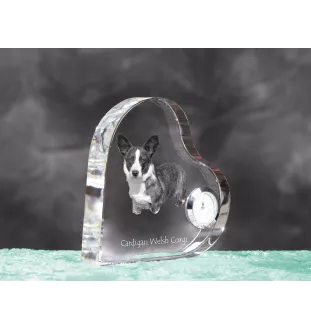 Cardigan Welsh Corgi I - crystal clock with a dog picture, heart-shaped shelf clock, personalized standing clock by Art-Dog brand