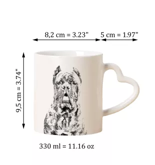 Cane Corso, Italienischer Corso-Hund, Cane di Macellaio - Tasse mit Hund, entzückende Tasse mit herzförmigem Henkel, universelles Geschenk der Marke Art-Dog