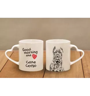 Cane Corso, Italienischer Corso-Hund, Cane di Macellaio - Tasse mit Hund, entzückende Tasse mit herzförmigem Henkel, universelles Geschenk der Marke Art-Dog