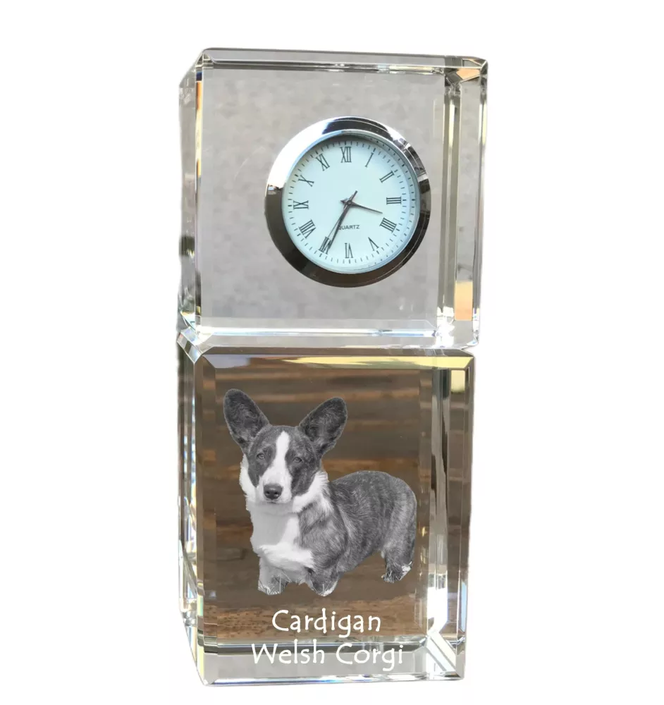 Cardigan Welsh Corgi I - montre en cristal avec photo, photo de chien dans un cristal, horloge de bureau personnalisée de la marque Art-Dog