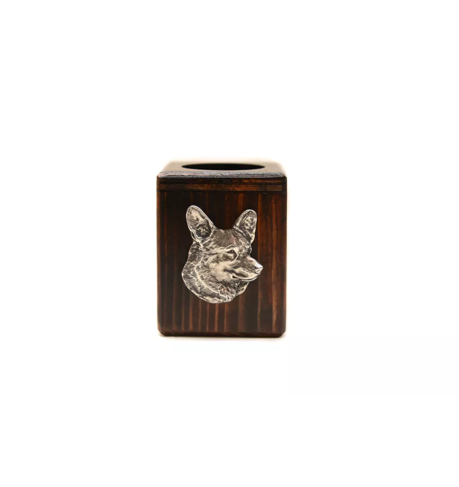 Cardigan Welsh Corgi - wooden candle holder with a dog, a unique souvenir after losing a dog, a handicraft from the Art-Dog brand