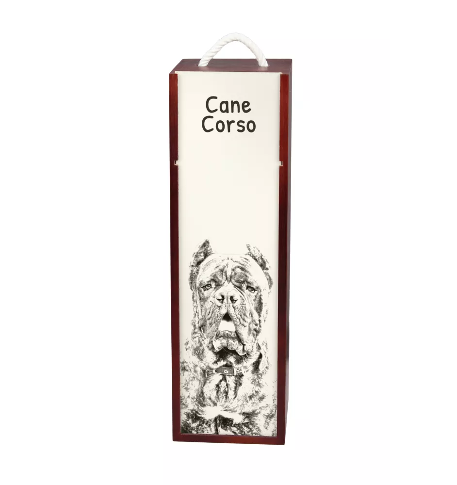 Cane Corso, Chien De Cour Italien - boîte à vin avec chien, boîte à alcool avec graphisme, boîte cadeau personnalisée de la marque Art-Dog