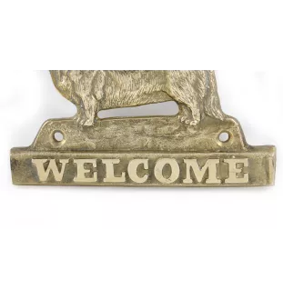 Cardigan Welsh Corgi - a door sign with a dog, a brass welcome plaque, a unique sign with the inscription Welcome from the Art-Dog brand