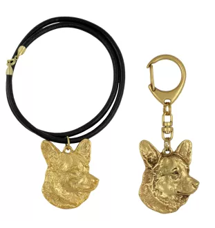 Cardigan Welsh Corgi - Schlüsselanhänger und Halskette mit Hund in einer Box, vergoldetes Produkt von hoher Qualität, Marke Art-Dog