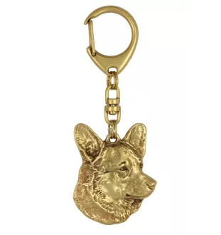 Cardigan Welsh Corgi - porte-clés et collier avec chien dans une boîte, produit plaqué or de haute qualité, marque Art-Dog