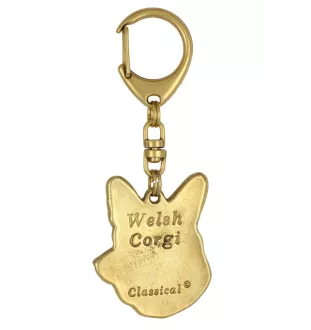 Cardigan Welsh Corgi - porte-clés et collier avec chien dans une boîte, produit plaqué or de haute qualité, marque Art-Dog