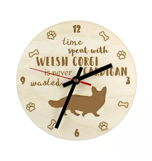 Cardigan Welsh Corgi zegar ze sklejki większy Art-Dog