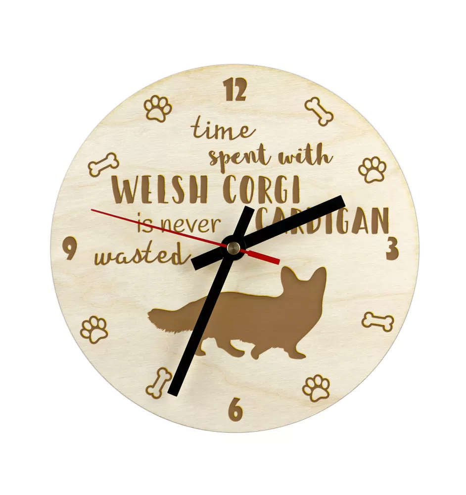 Cardigan Welsh Corgi zegar ze sklejki większy Art-Dog