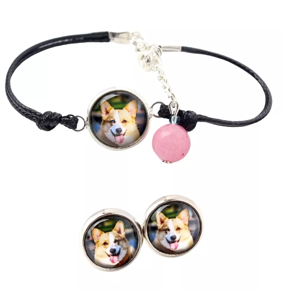 Cardigan Welsh Corgi - ensemble de bijoux avec votre photo, accessoire féminin, article fait main, produit fabriqué à la main avec passion pour la création de la marque Art-Dog