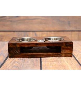 Cardigan Welsh Corgi - wooden stand with bowls for a dog, steel dog bowls, a gift for adopting a dog from the Art-Dog brand
