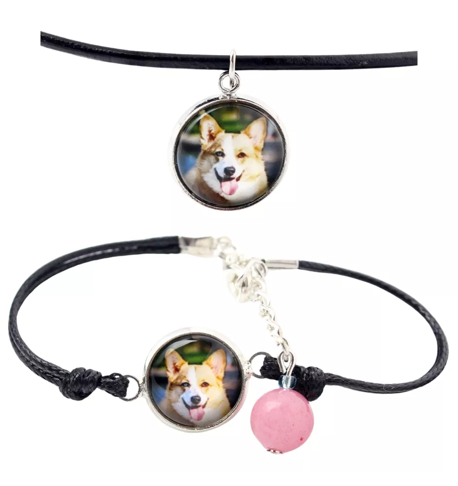 Cardigan Welsh Corgi naszyjnik i bransoletka ze zdjęciem Art-Dog