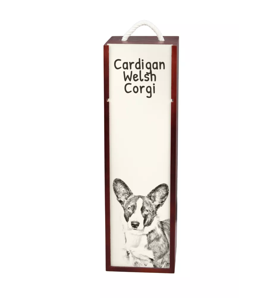 Cardigan Welsh Corgi - Weinbox mit Hund, Alkoholbox mit Grafik, personalisierte Geschenkbox der Marke Art-Dog