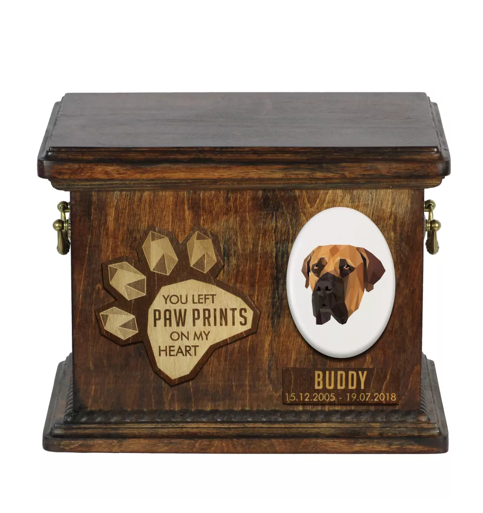 Boerboel drewnianai urna z psem Art-Dog