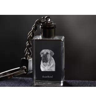 Boerboel, South African Mastiff - Crystal key ring with dog photo, illuminated key ring, unique gift by Art-Dog brand