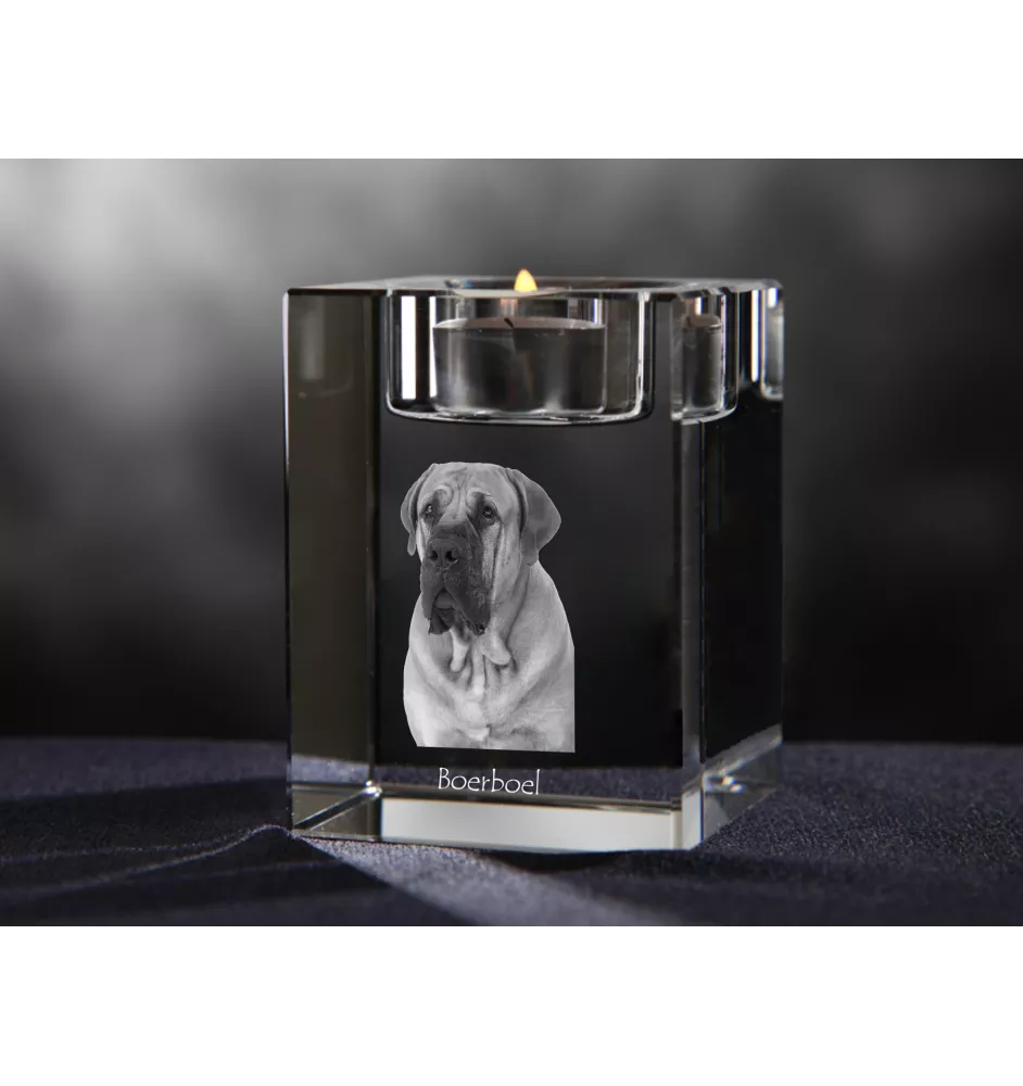 Boerboel - Kerzenhalter mit Hundefoto, Teelichthalter aus Kristall, personalisiertes Geschenk der Marke Art-Dog