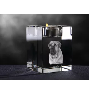 Boerboel - Bougeoir avec photo de chien, porte bougie en cristal, cadeau personnalisé par la marque Art-Dog