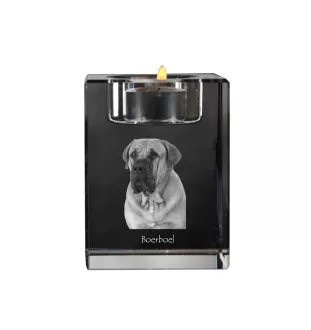 Boerboel - Bougeoir avec photo de chien, porte bougie en cristal, cadeau personnalisé par la marque Art-Dog