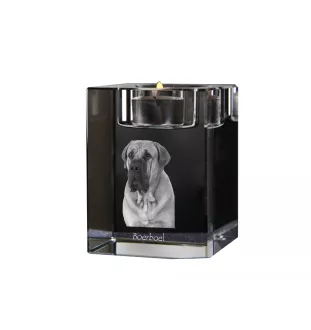 Boerboel - Bougeoir avec photo de chien, porte bougie en cristal, cadeau personnalisé par la marque Art-Dog