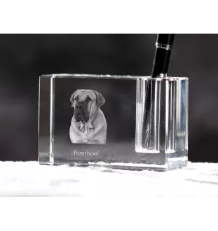 Boerboel - Stifthalter, Kristallorganizer mit Hundefoto, einzigartige Schreibtischdekoration der Marke Art-Dog