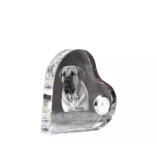 Boerboel - Kristalluhr mit einem Hundebild, Herzregal-Uhr, personalisierte Standuhr der Marke Art-Dog