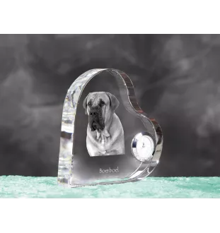 Boerboel - Kristalluhr mit einem Hundebild, Herzregal-Uhr, personalisierte Standuhr der Marke Art-Dog