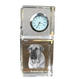 Boerboel - montre en cristal avec photo, photo de chien dans un cristal, horloge de bureau personnalisée de la marque Art-Dog