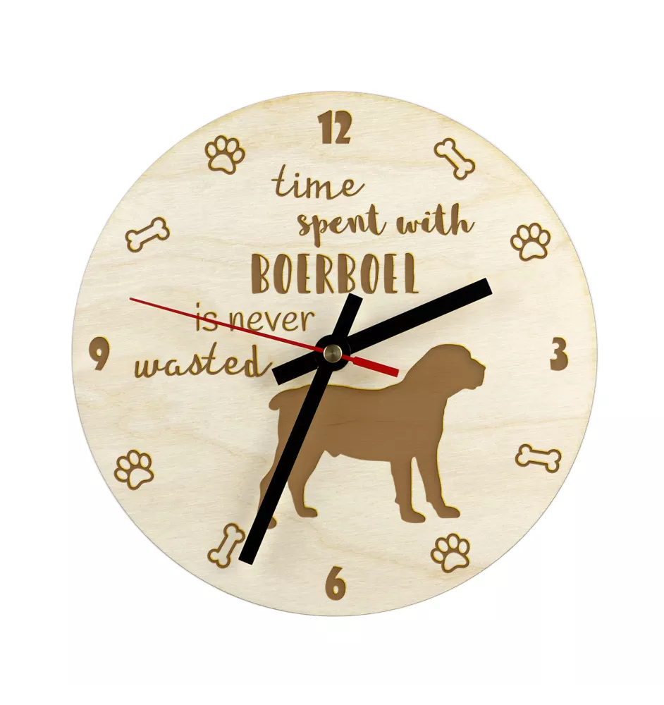 Boerboel - Hundeuhr, Holzuhr, Wanduhr für Hundefreunde, Tisch- und Regaluhr, Art-Dog
