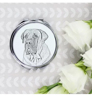 Boerboel - miroir de poche avec chien, miroir personnalisé pour sac à main, miroir compact avec impression de la marque Art-Dog
