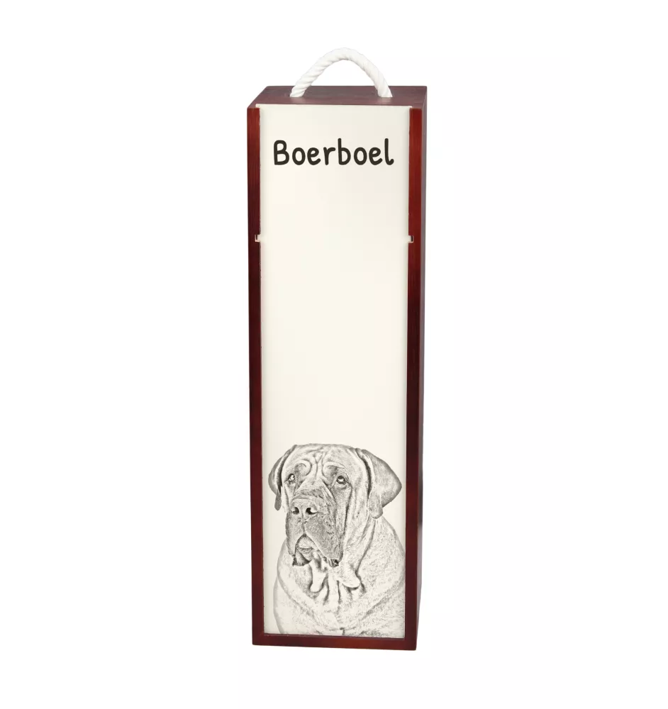 Boerboel - Weinbox mit Hund, Alkoholbox mit Grafik, personalisierte Geschenkbox der Marke Art-Dog