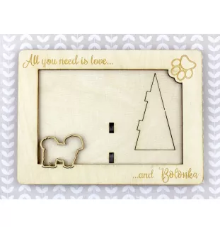 Bolonka, Russian Tsvetnaya Bolonka - Photo frame, engraved wooden frame, a lovely gadget for the dog lover by Art-Dog