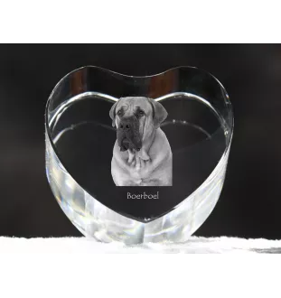Boerboel, South African Mastiff - a photo of a dog in crystal, crystal heart, unique photo frame from the Art-Dog brand