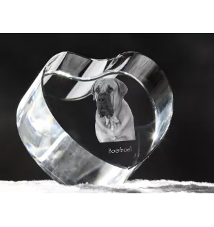 Boerboel, South African Mastiff - a photo of a dog in crystal, crystal heart, unique photo frame from the Art-Dog brand