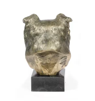 Border Collie - Statue de chien, buste sur socle en pierre, sculpture, trophée pour exposition canine par la marque Art-Dog
