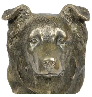 Border Collie - Statue de chien, buste sur socle en pierre, sculpture, trophée pour exposition canine par la marque Art-Dog