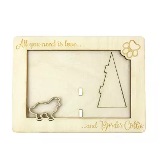 Border Collie - Cadre photo, cadre en bois gravé, un joli gadget pour l'amoureux des chiens par Art-Dog
