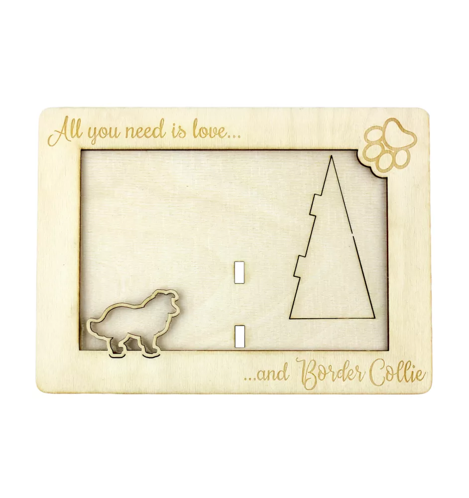 Border Collie - Cadre photo, cadre en bois gravé, un joli gadget pour l'amoureux des chiens par Art-Dog
