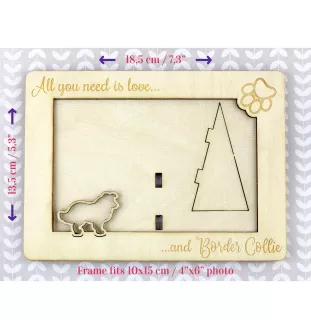 Border Collie - Fotorahmen, gravierter Holzrahmen, ein schönes Gadget für den Hundeliebhaber von Art-Dog