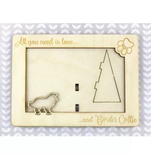Border Collie - Photo frame, engraved wooden frame, a lovely gadget for the dog lover by Art-Dog