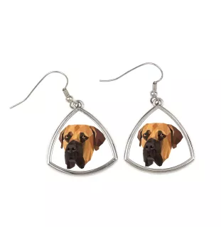 Boerboel - boucles d'oreilles avec une photo et un motif de chien géométrique Art-Dog