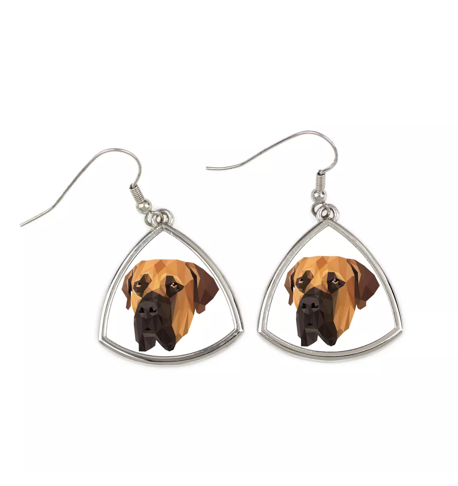Boerboel, South African Mastiff - earrings with a picture and the inscription geometric dog Art-Dog