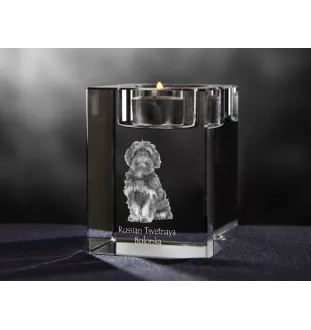 Bolonka - Bougeoir avec photo de chien, porte bougie en cristal, cadeau personnalisé par la marque Art-Dog