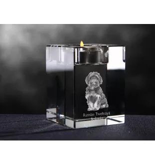 Bolonka - Bougeoir avec photo de chien, porte bougie en cristal, cadeau personnalisé par la marque Art-Dog