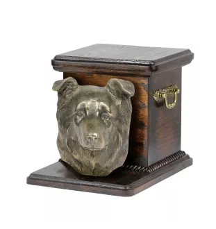 Border Collie - urn for dog ashes with a statuette, elegant urn for a dog, unique urn with a bust of a dog by Art-Dog brand