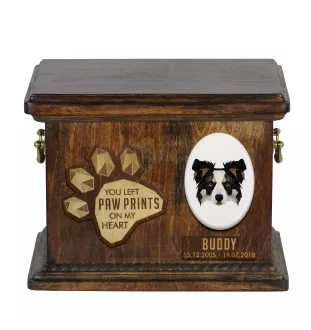 Border Collie - urn for dog ashes, personalized urn with engraving, commemorative box for dog ashes by Art-Dog brand